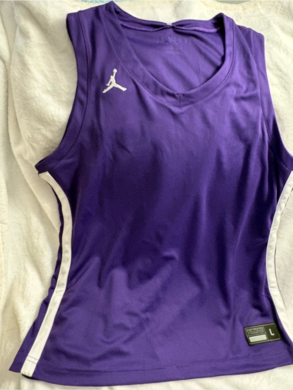 Jordan Women’s Purple Tank Top Jersey with White Side Trim (L) New